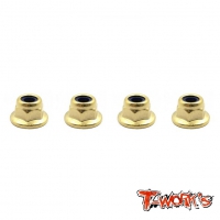 T-WORK's Nickel Plated M3 Lock Nuts Gold (4pcs)